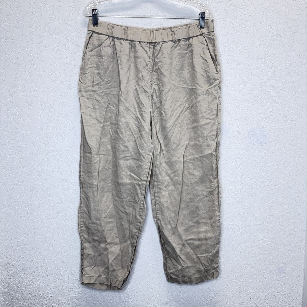Quince 100% European Linen Pants Driftwood Size L, with pockets, boho, loose fit